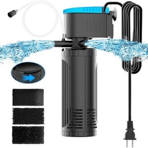 AquaMiracle Submersible Aquarium Filter 300GPH | 3-Stage for 60-150 Gal Tanks